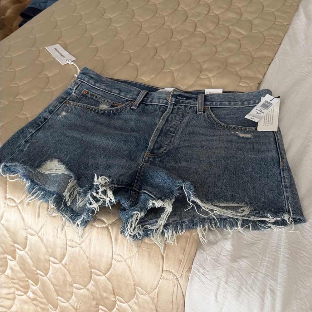 Aritzia Denim Forum Distressed Denim Women Shorts